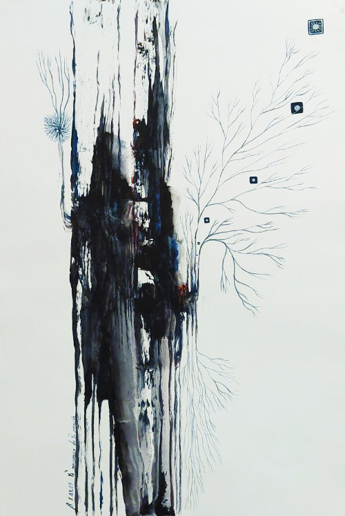Peinture du poème psychanalytique de Berlende Lamblin : "Le négatif"